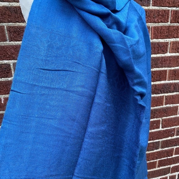 Blue Scarf Paisley Blue Scarf Wrap Shawl  Fringe Ladies Neck Stole 70”x 27” - Picture 11 of 12